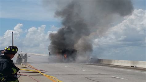 fire on skyway bridge